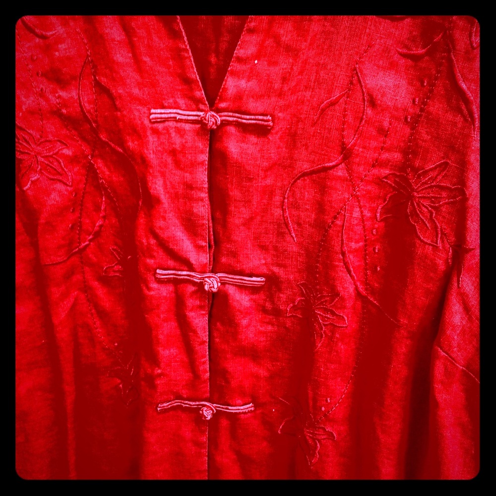 Hot Red Oriental beadwork Alexandra Bartlett Tunic